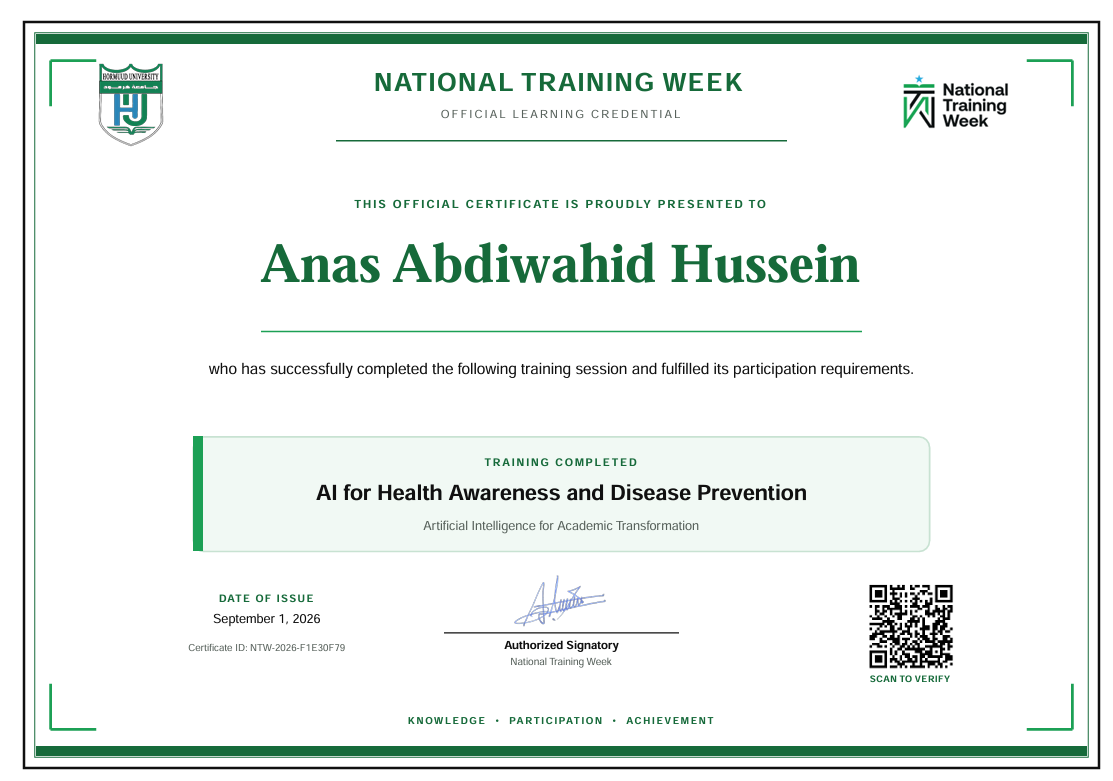 AI for Health Awareness Certificate